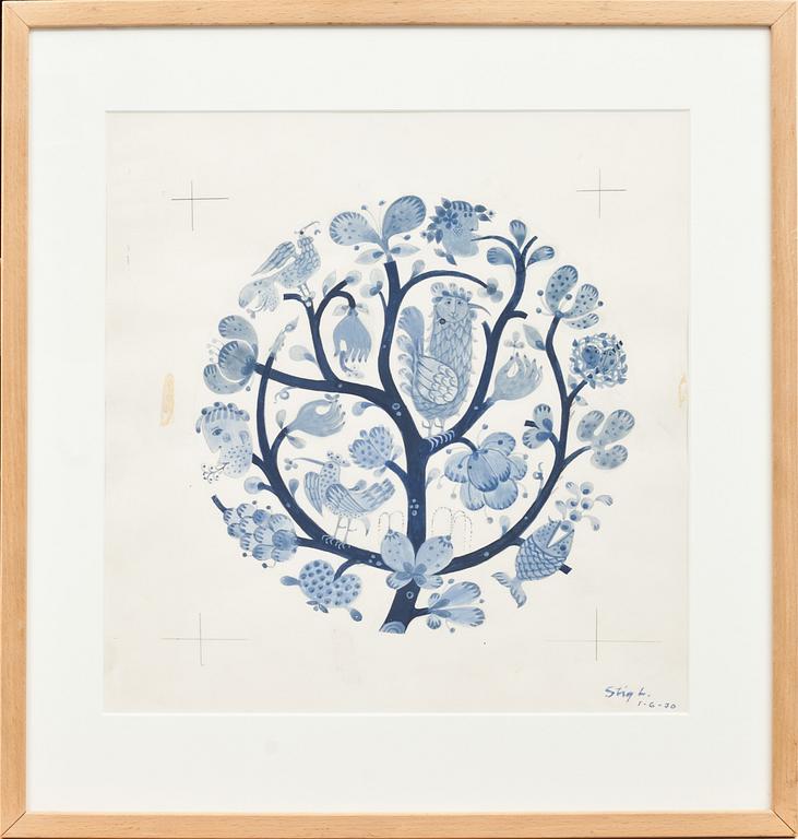 STIG LINDBERG, akvarell skiss. Signerad och daterad -70.