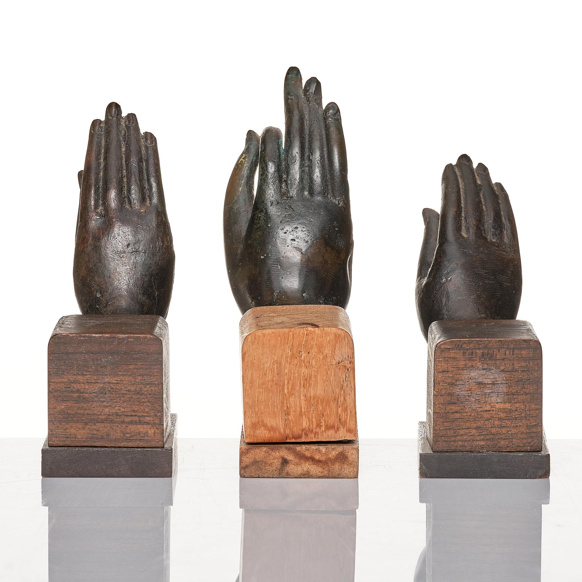 Buddhistiska handställningar, brons. Thailand, 18/1900-tal.