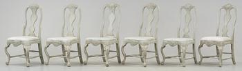 Four + two Swedish Rococo chairs.