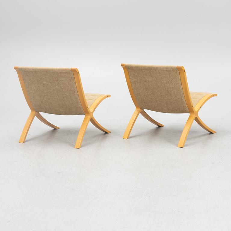Peter Hvidt & Orla Mølgaard Nielsen, a pair of 'X' lounge chairs, Fritz Hansen, Denmark, 1980.