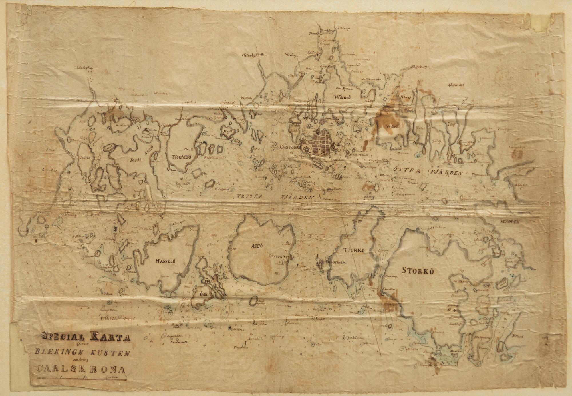 A map, Blekinge and Karlskrona, circa 1800.