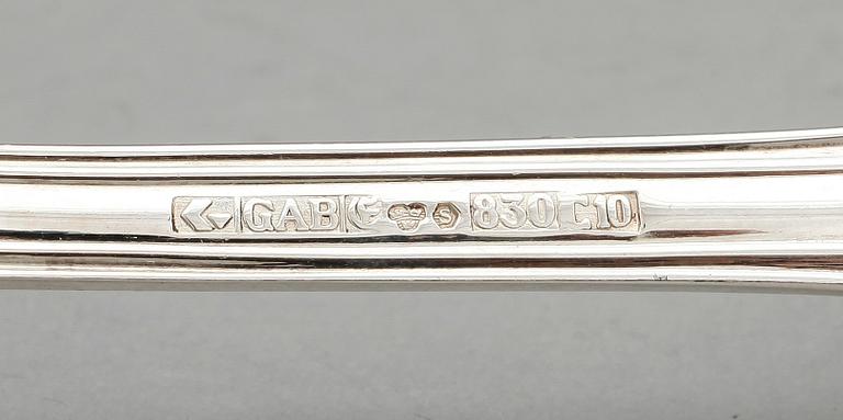 BESTICKSDELAR, 35 delar, silver, GAB, modell Olga. GAB, 1977. Tot vikt (inkl knivar, vars blad är rostfria) 1801 gram.