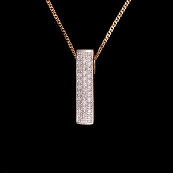 HÄNGE, 14K guld, små diamanter. Vikt tot. 4,1 g.