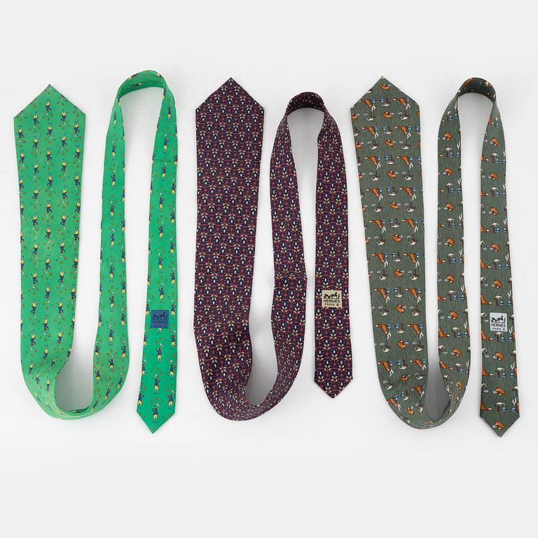 Hermès, three silk ties.