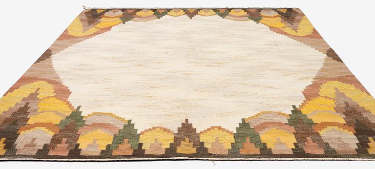Judith Johansson, a carpet, "Björkhult", flat weave, ca 357 x 248 cm, signed JJ.