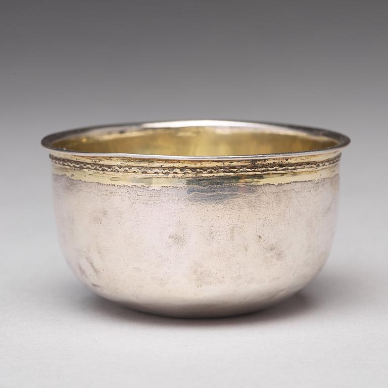A Swedish 18th century panel-gilt silver tumbler, mark of Abraham Wirgman, Göteborg 1718.