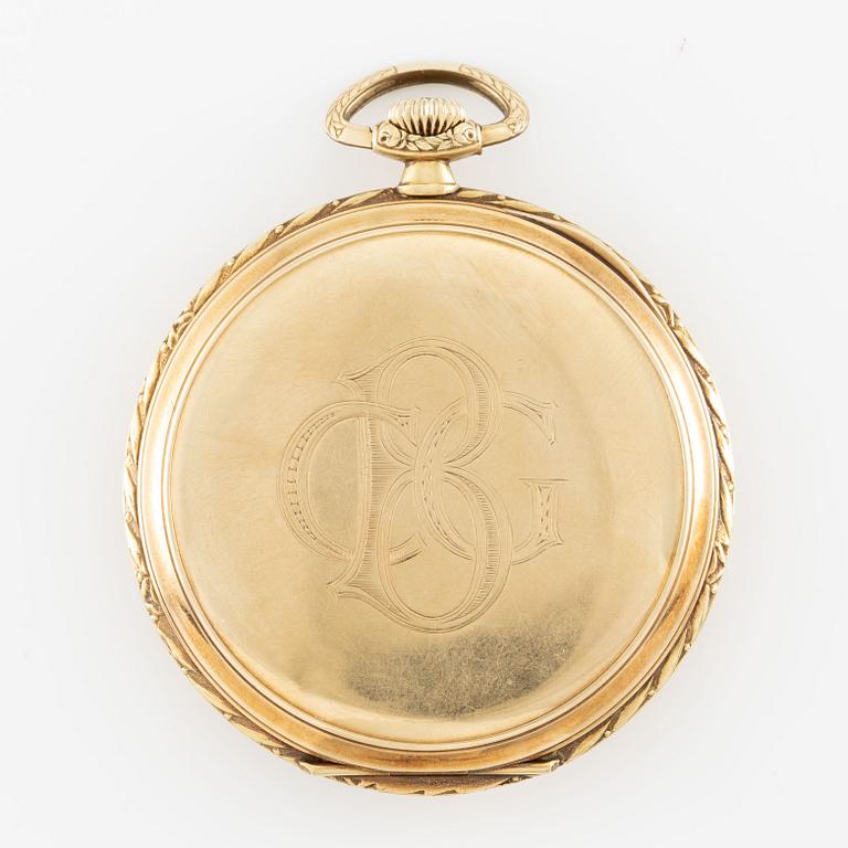 Chronometer Eterna, 14K gold, chain and chatelaine in 18K, 48 mm.