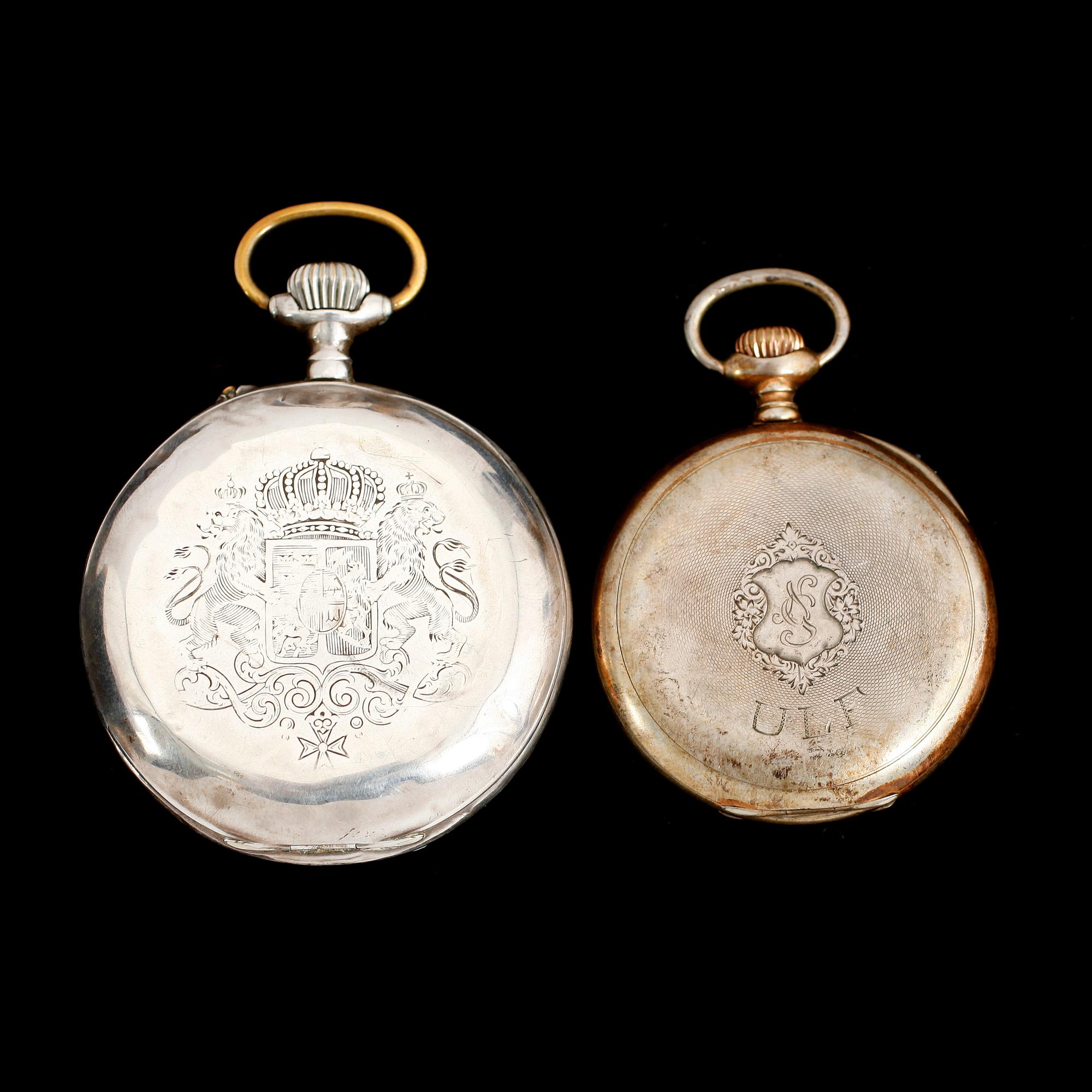 FICKUR, 2 st, silver, tidigt 1900-tal.