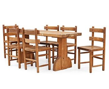 476. An Axel Einar Hjorth stained pine dining set 'Sandhamn', Nordiska Kompaniet, Sweden 1931-33.