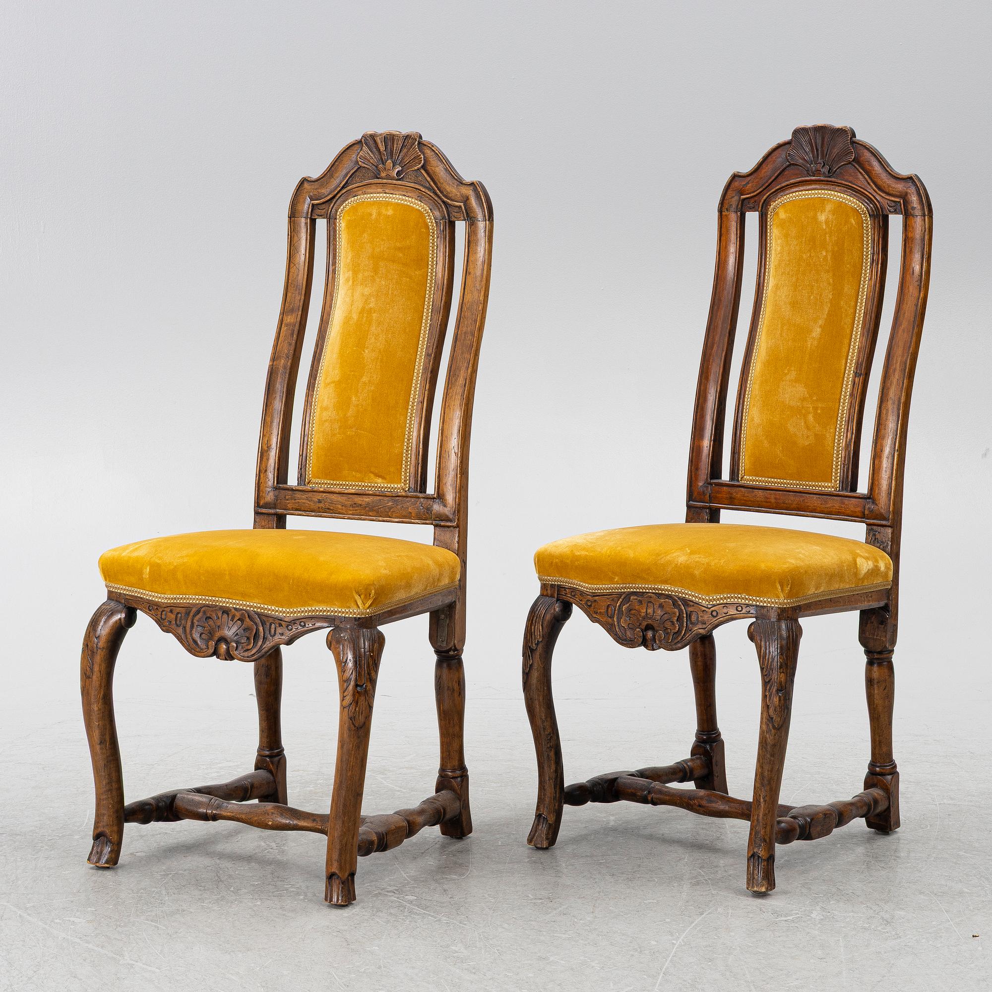 A pair of Late Baroque Chairs, a. mid-18th century.
