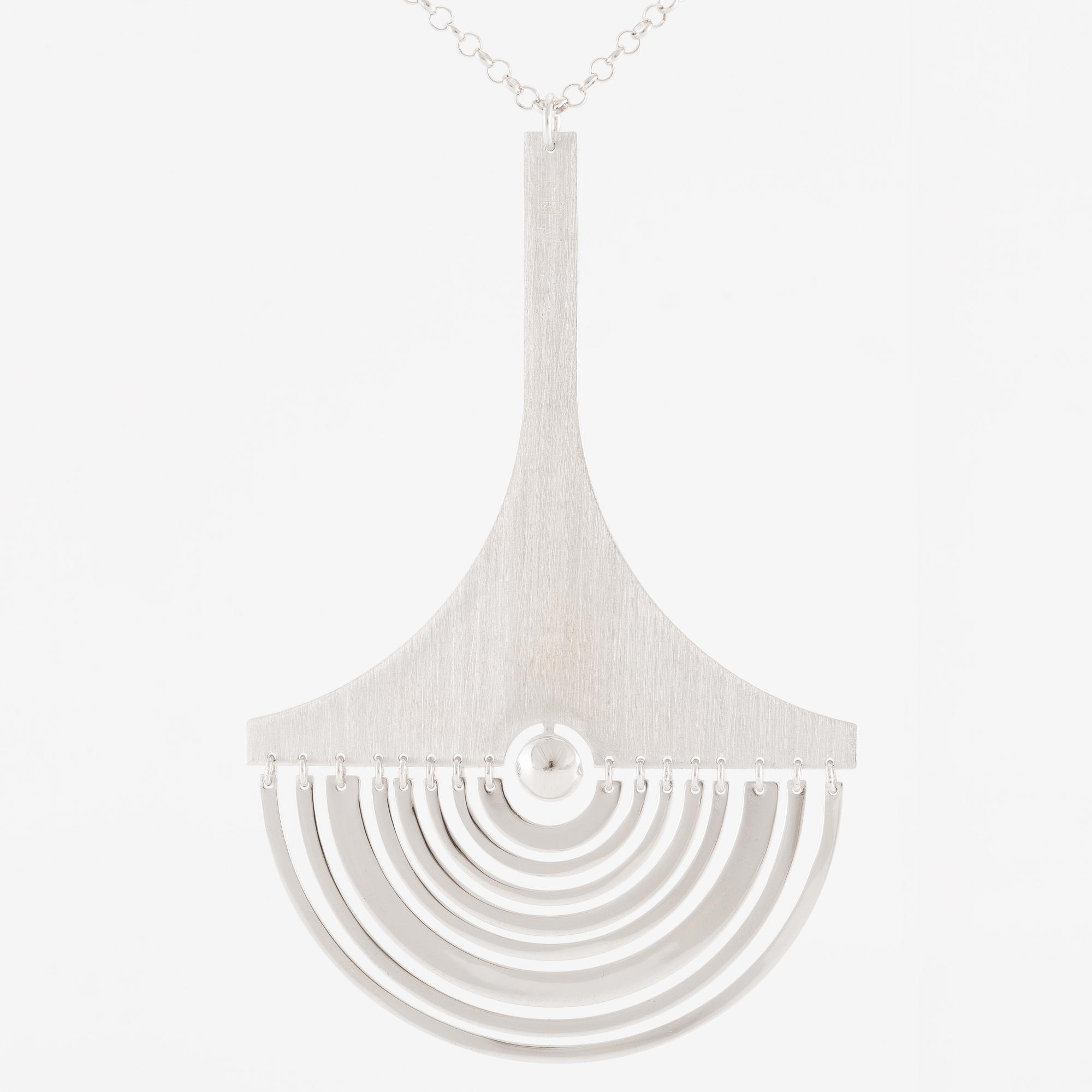 Tapio Wirkkala, pendant with chain "Moon Slice", sterling silver, for Kultakeskus.