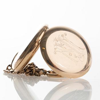 FICKUR, 14K guld, tidigt 1900-tal, total vikt inkl kedja 105g.