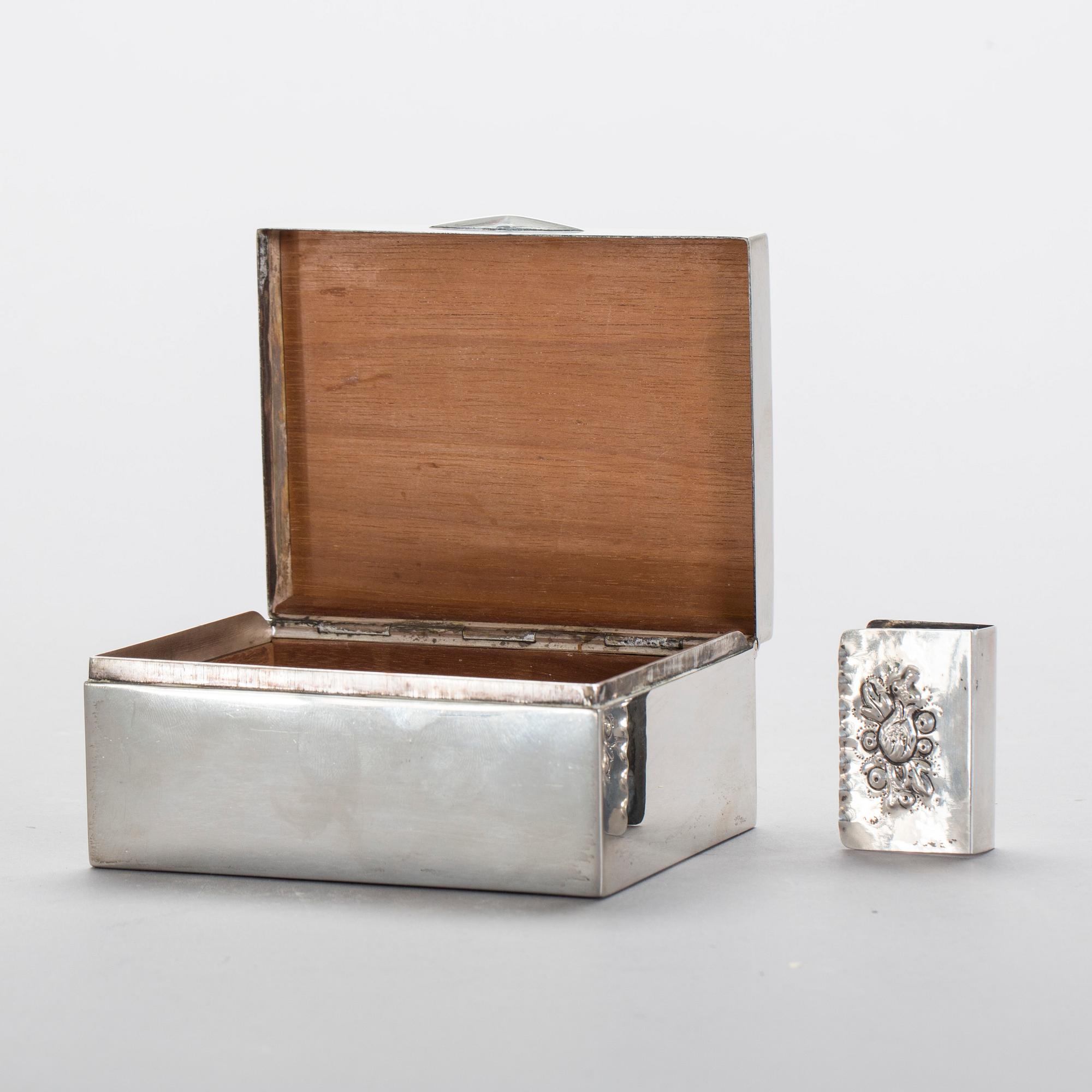 CIGARETTSKRIN, silver, K Andersson 1919. Tot ca 420g.