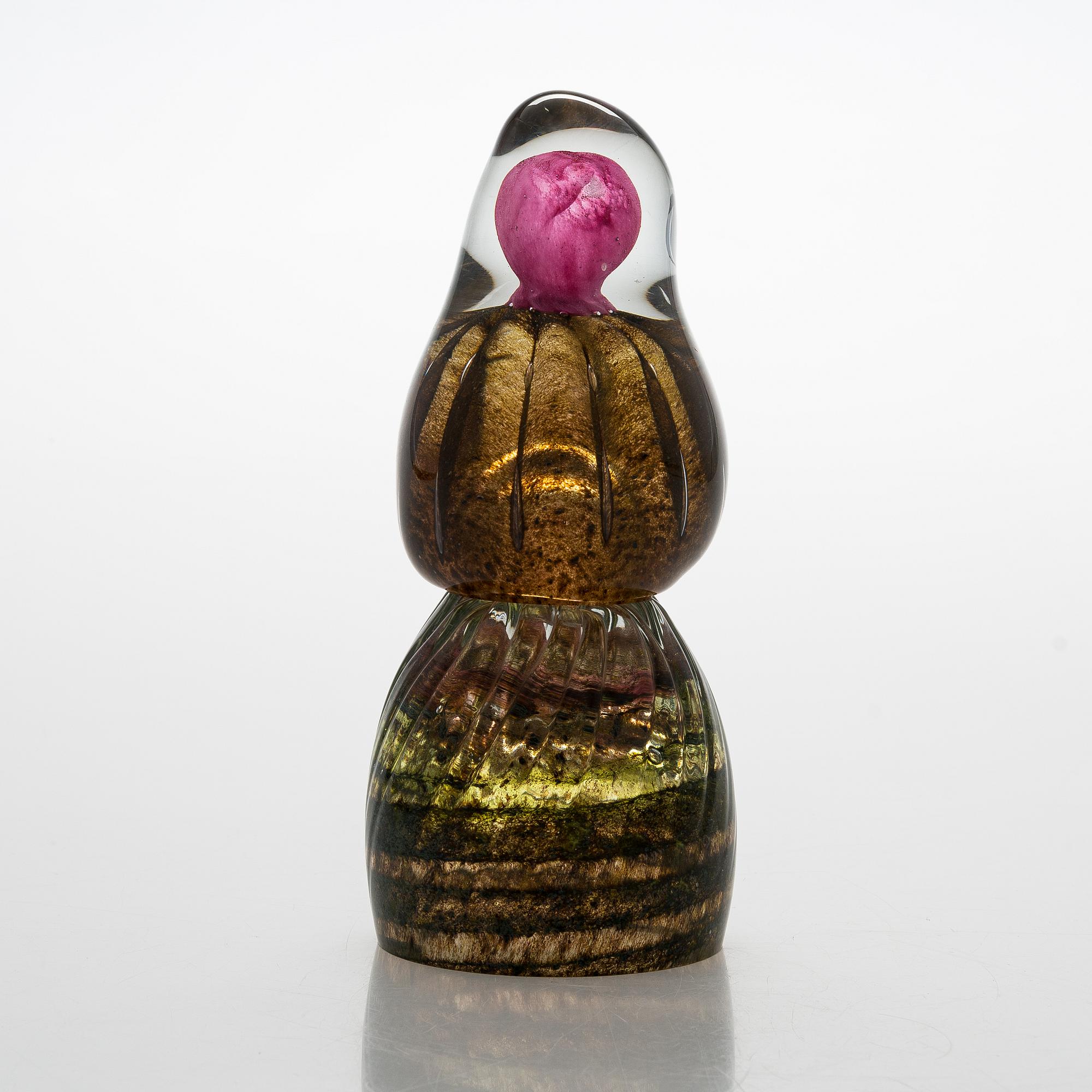 A glass sculpture by Tiina Nordström, signed Tiina Nordström Iittala 1992.