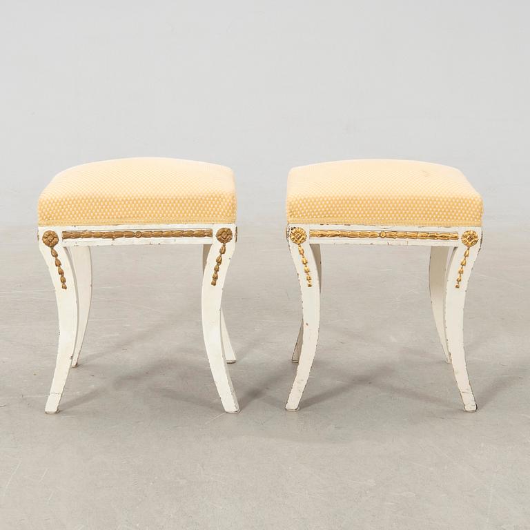 Stools, a pair of Gustavian style, early 19th century.