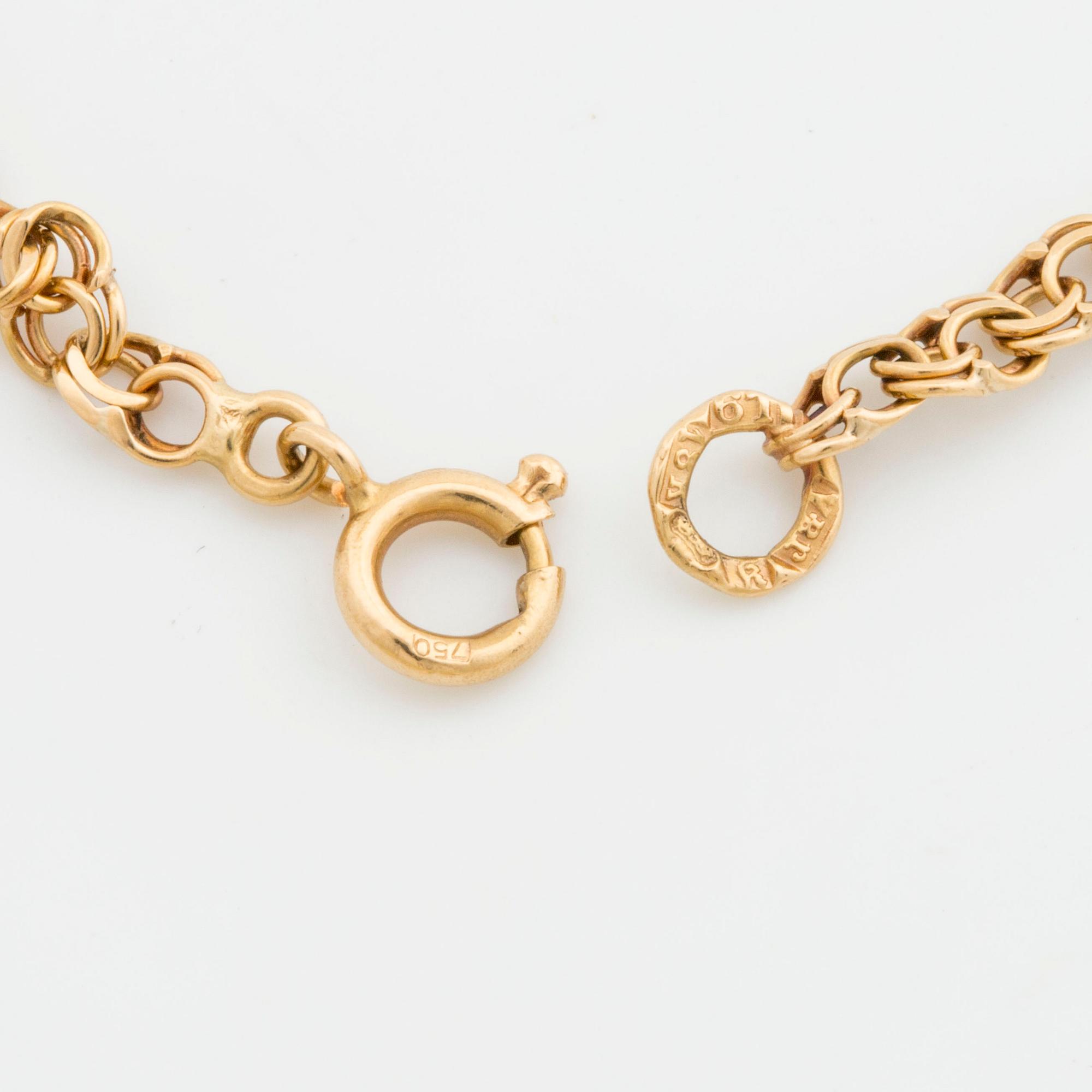 HALSKEDJA 18K guld bismarck-länk, doserad,  Köping 1961.