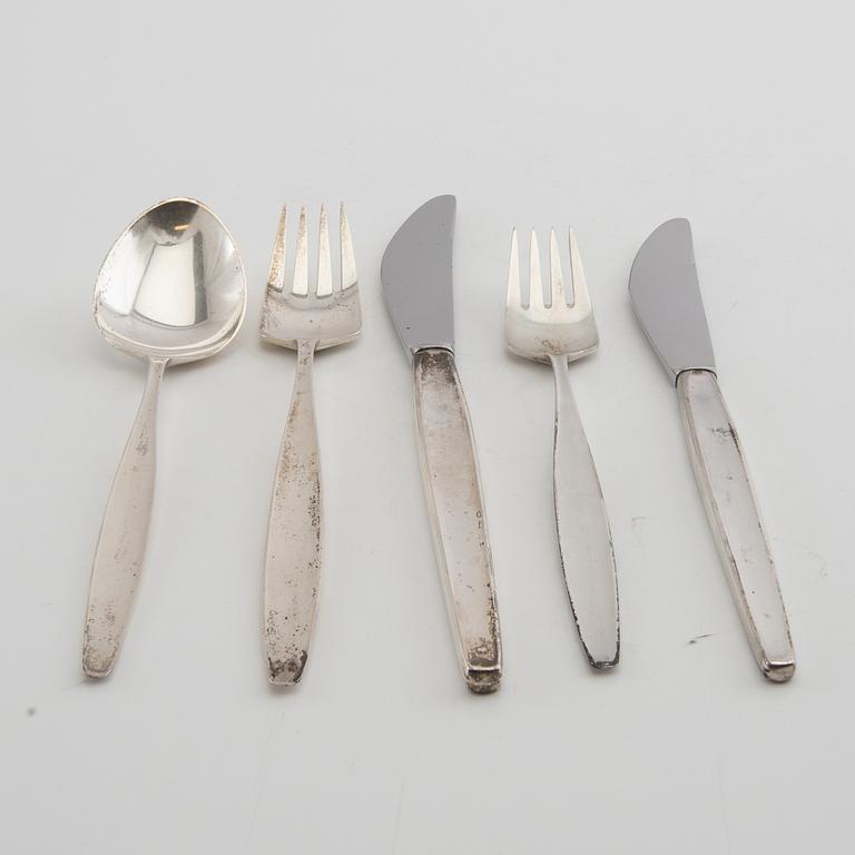 Tias Eckhoff, Cutlery 43 pcs "Cypress" sterling silver by G Jensen Denmark.