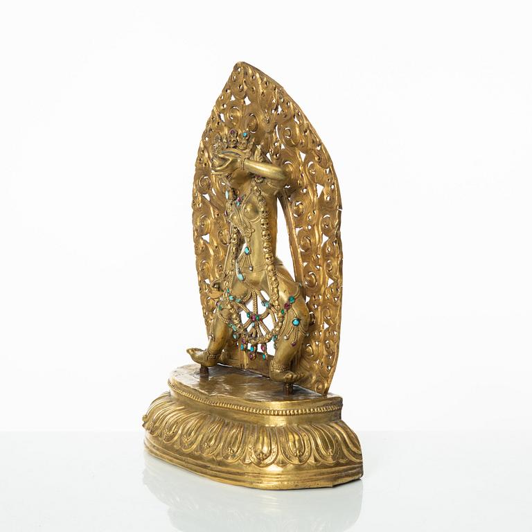 Dakini, förgylld kopparlegering. Sarvabuddhadakini, Tibet, 1800-tal.