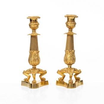 Ljusstakar, ett par, senempire-stil, sent 1800-tal.