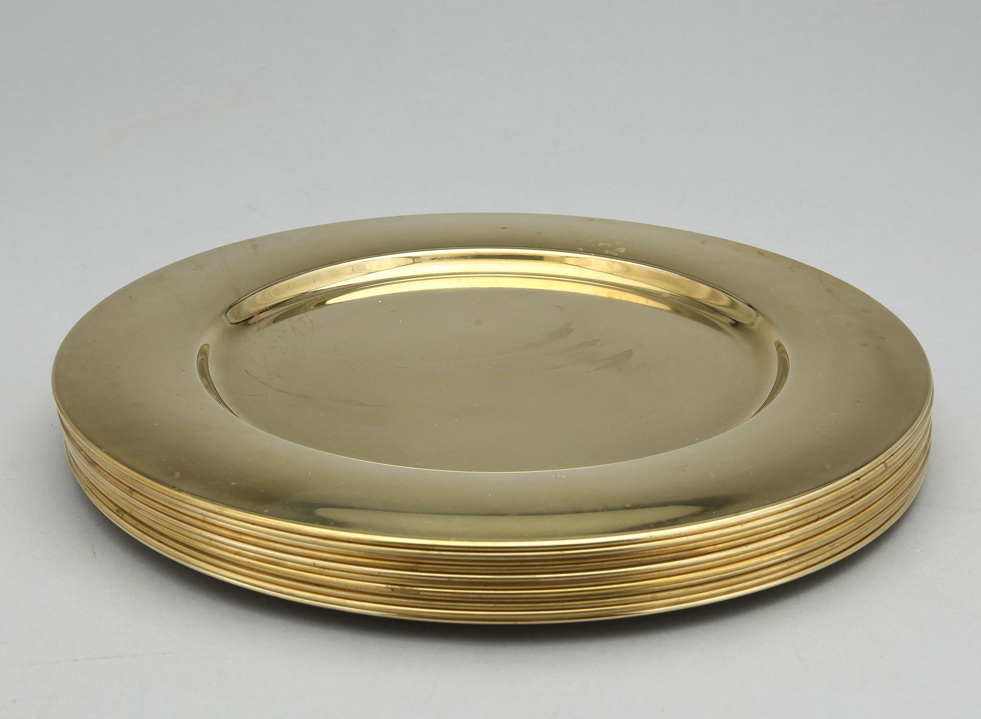 KUVERTTALRRIKAR, 11 st, mässing, bla Stelton, Danmark 1900-tal.