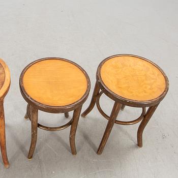 A set of five early 1900s stools.