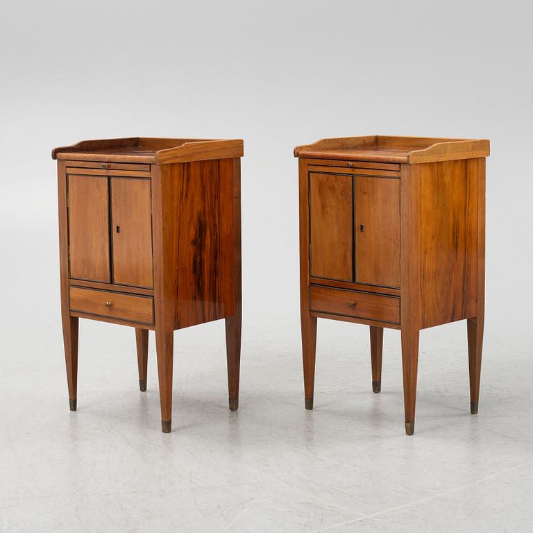 Pair of bedside tables / chamber pots, Gustavian style, circa 1900.