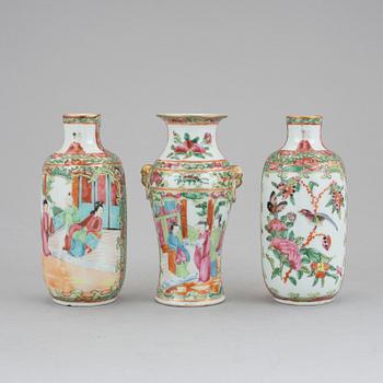 VASER, 3 st, porslin, Kanton 1800-tal.