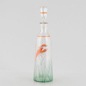 Two crayfish bowls, along with serving utensils and a carafe, late 19th to first half of the 20th Century.