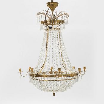 A contemporary Empirestyle chandelier for eight candles.