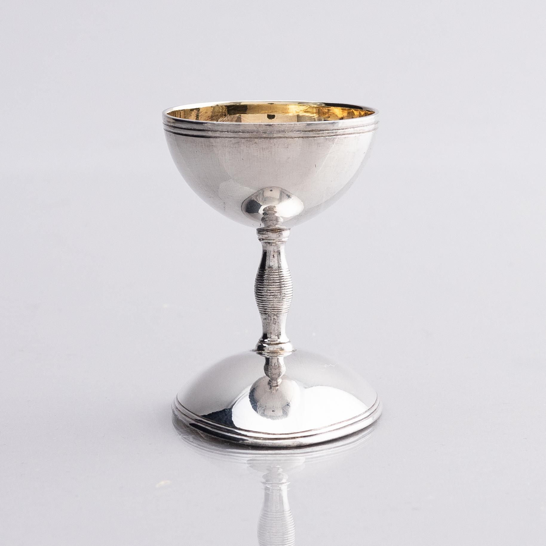 A parcel-gilt silver egg-cup. Denmark, probably mid-19th century.