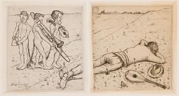 Hugo Simberg, "Missljud" & "Slumrande spelman" (Discord & Fiddler fallen asleep).