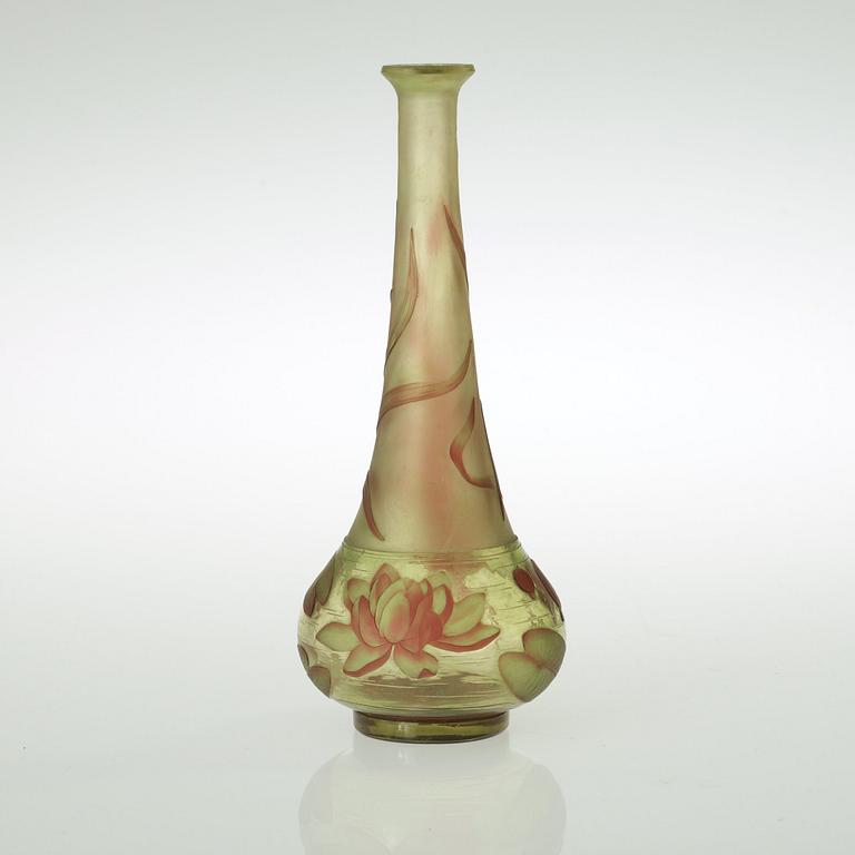 An Eugène Michel Art Nouveau cameo glass vase, France.