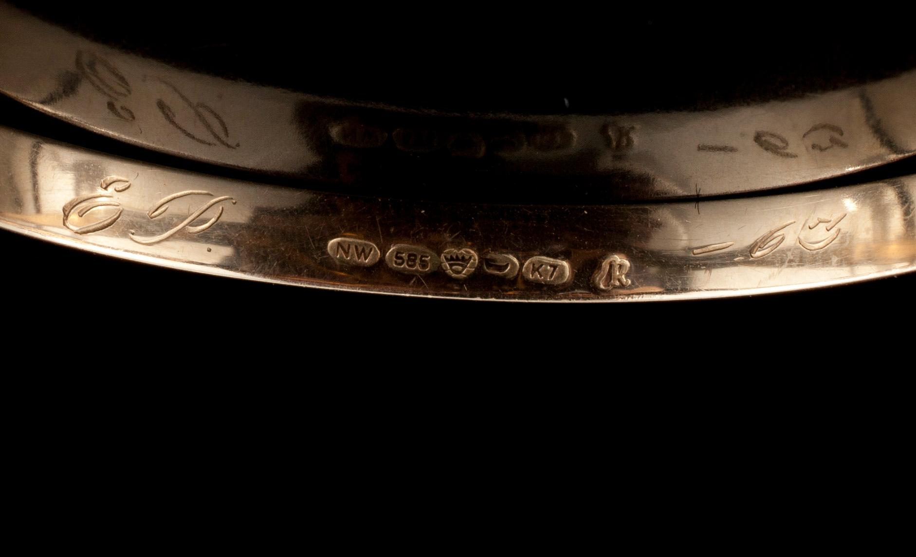 ARMBAND, 14K guld, ametist. N.Westerback Helsingfors 1963, signerad ER (Eero Rislakki). Vikt 10,7 g.