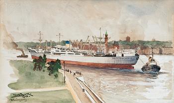 160. ADOLF BOCK, akvarell, signerad och daterad Helsingborg 1952.