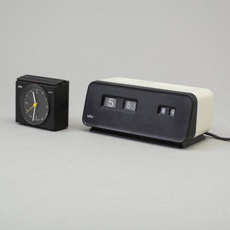 DIETER RAMS & DIETRICH LUBS, väckarklockor, 2st., Braun 1970-tal.