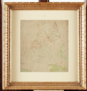 EMILE BERNARD. Kritteckning. Utförd 1893 enligt etikett a tergo.