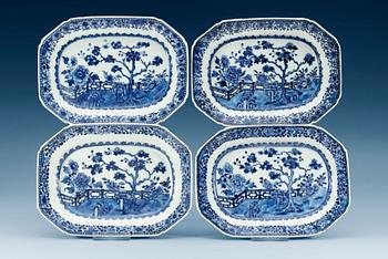 1539. STEKFAT, fyra stycken, kompaniporslin. Qing dynastin, Qianlong (1736-95).