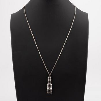 Necklace in silver with faceted rock crystal, Stigbert.