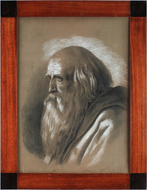 OKÄND KONSTNÄR, teckning med täckvitt, 1800-tal.