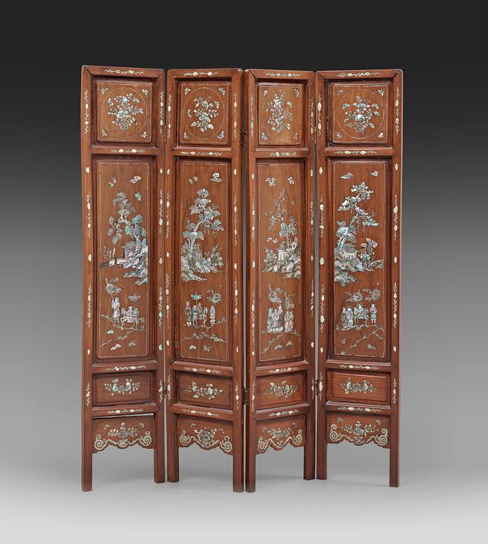 A four fold screen, Qing dynasty, 19th Century.