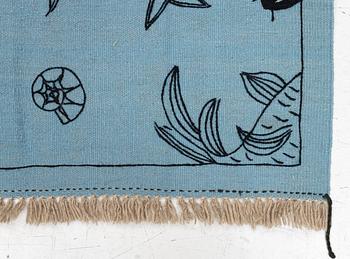 Rug, hand-embroidered Kelim, approx. 182 x 118 cm.