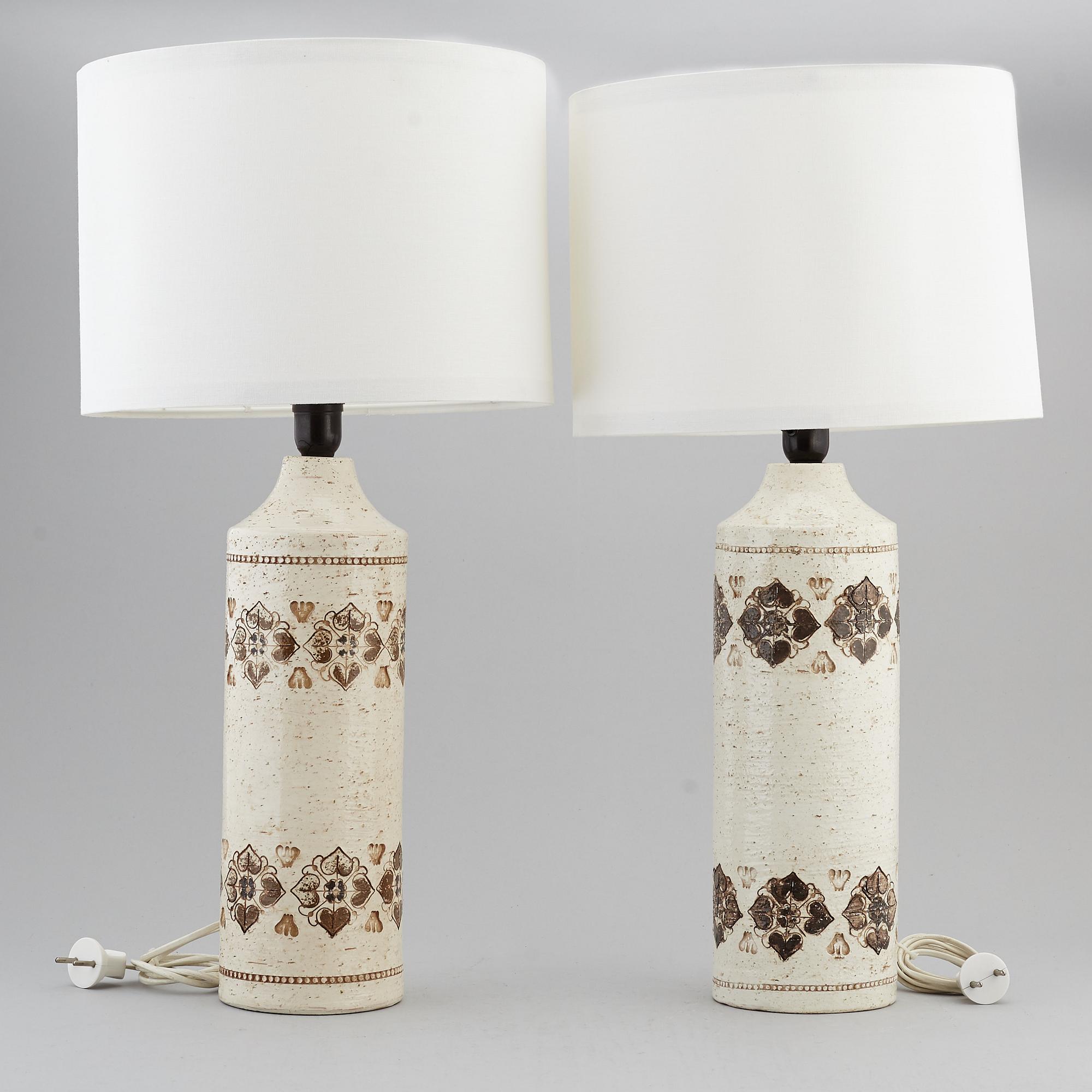 A pair of Bitossi stoneware table lights, Italy.