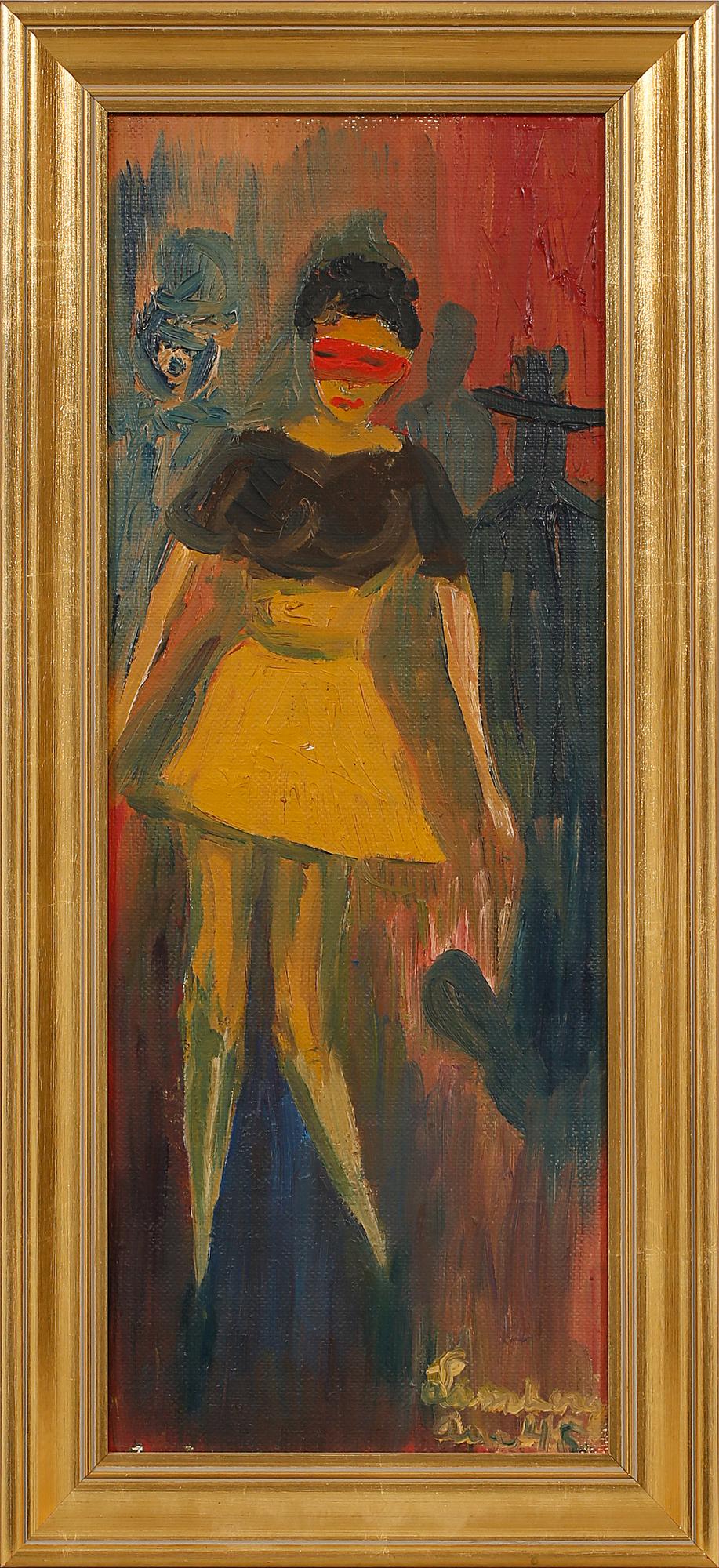 OKÄND KONSTNÄR, olja på pannå, signerad och daterad -45.