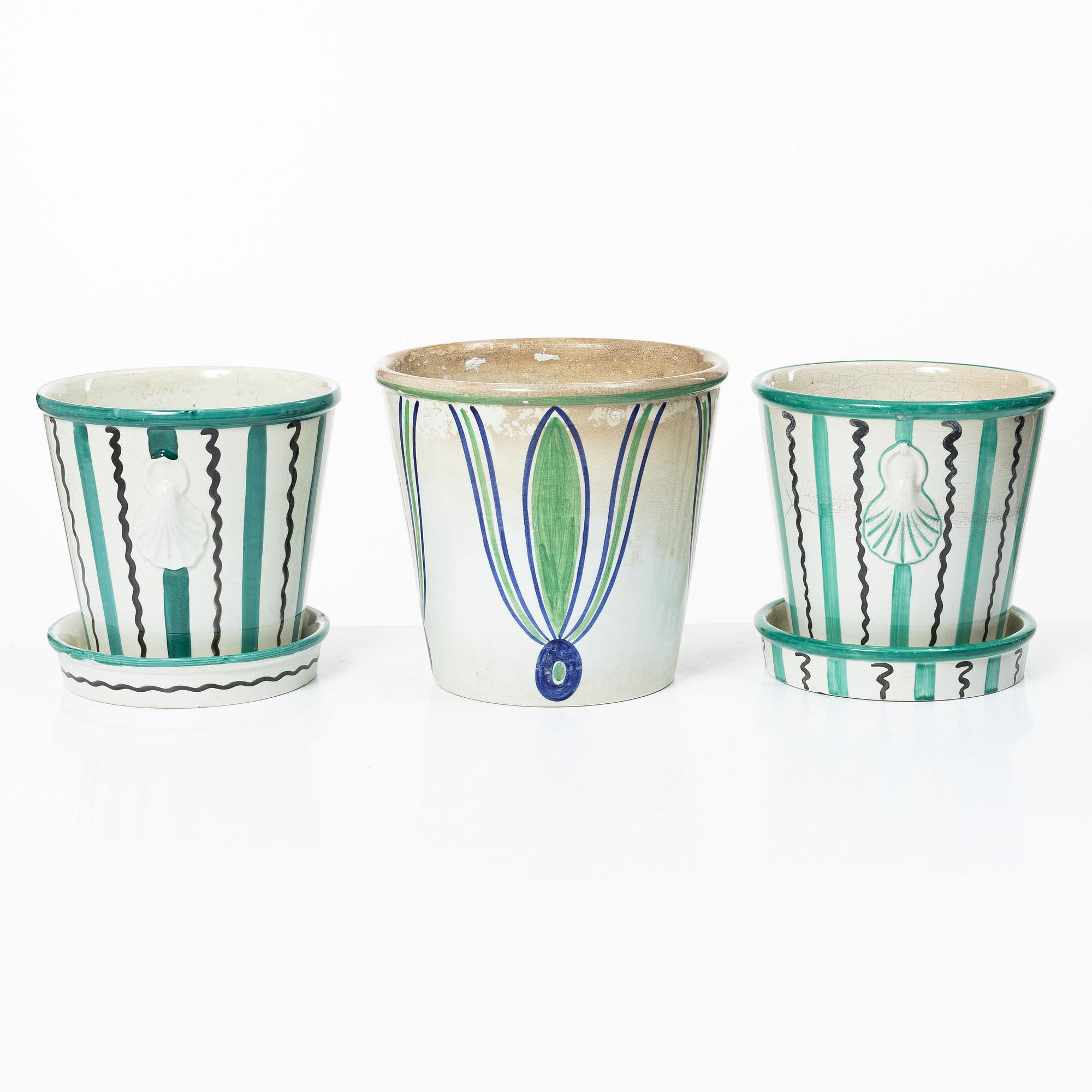 Wilhelm Kåge, ytterfoder, 6 st, flintgods, Gustavsberg, 1920-40-tal.