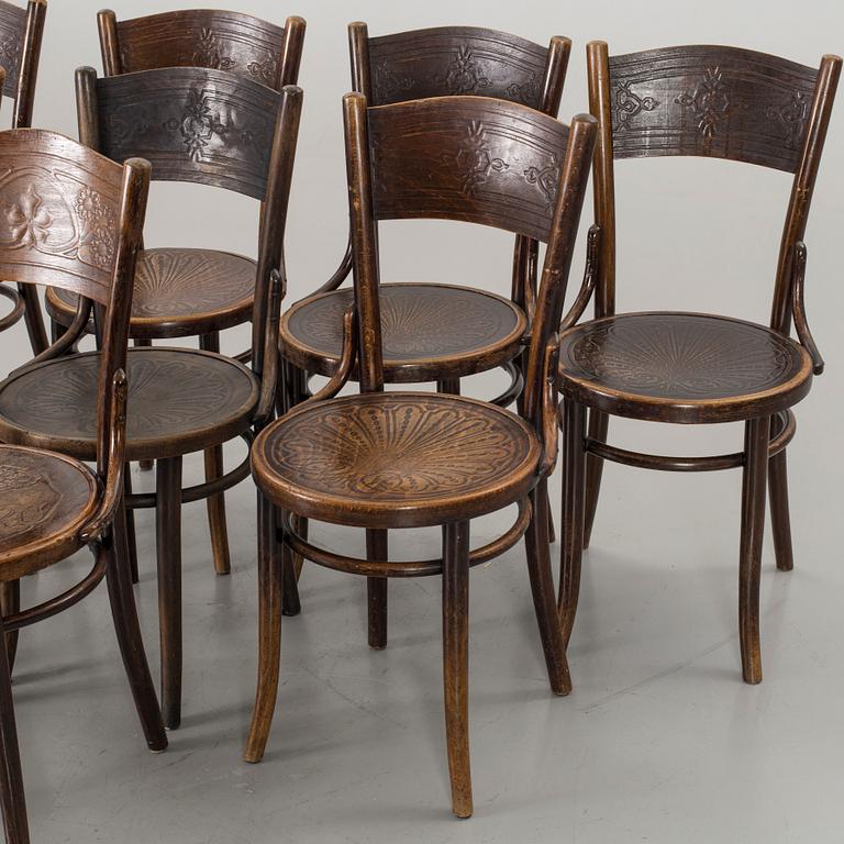 EIGHT COSMOS AND THONET CHAIRS.