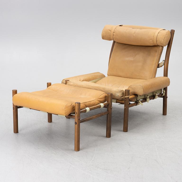 Arne Norell, Armchair with an ottoman, 'Inka', Norell Möbel AB, 1970s.