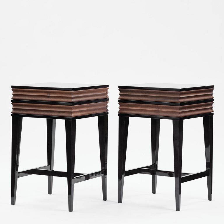 Attila Suta, a pair of bedside tables, executed in his own studio, Stockholm, 2025.