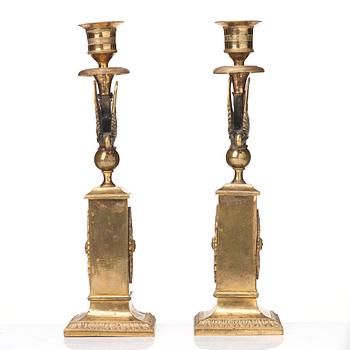 A pair of late Gustavian candlesticks, early 19 century.