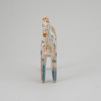 A painted Swedish wooden horse from the early 20th century.