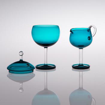 A 10 piece set of glassware for Riihimäen Lasi oy, Finland. Designed in 1958.